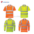 High Visibility Orange 100% Polyester Bird Eye Custom Logo Plain Dry Fit Reflective Safety Polo T-shirts With Reflective Tape